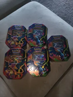 Pokemon TCG - Mega Charizard X and Y ex Tin (Set of 5 Tins) - Brand New Sealed - Image 4
