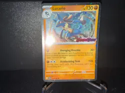 Pokemon TCG Lucario 114 Scarlet & Violet Stamped Cosmos Holo Promo Card NM+ - Image 1