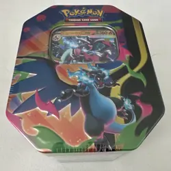 New Pokemon TCG Mega Charizard X ex Tin Factory Sealed - Image 1