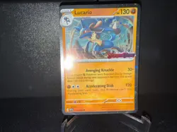Pokemon TCG Lucario 114 Scarlet & Violet Stamped Cosmos Holo Promo Card NM+ - Image 1