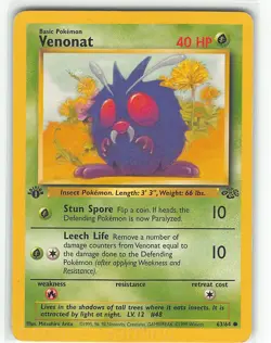 Venonat 63/64 Common Jungle Pokemon 1st Edition MP Arita - Image 1