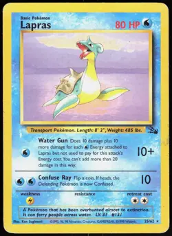 Fossil Lapras 25/62 Rare Pokemon Unlimited HP - Image 1