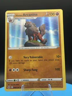 POKEMON TCG: LOST ORIGIN HISUIAN ARCANINE 84/196 HOLO RARE POKEMON CARD NM - Image 1