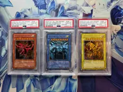 Yugioh Obelisk Slifer Winged Dragon of Ra God Card Trio Set of 3 GBI PSA 10 - Image 1