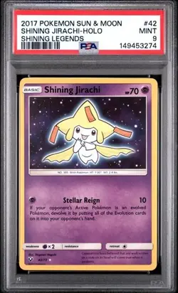 Pokemon TCG Cards Shining Jirachi 42/73 Shining Legends Holo PSA 9 MINT - Image 1