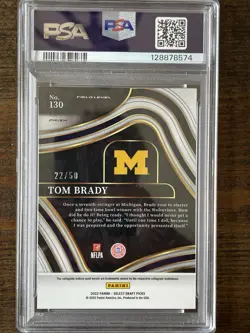 2022 Select Draft Picks Tom Brady Black/Gold Squares PRIZM 22/50 PSA 9 - Image 2