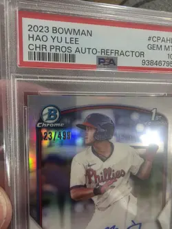 2023 Bowman Chrome Prospect Autographs Hao Yu Lee #CPA-HL Refractor /499 PSA 10 - Image 3