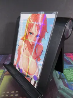 Nami One Piece Custom Art Card NM Anime Waifu CCG Collectible Holo Prism - Image 2