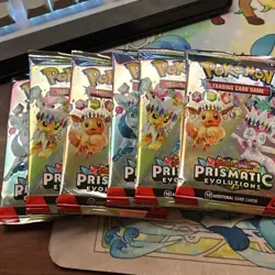 Pokemon TCG Prismatic Evolutions Booster Pack 10 Cards 6 Packs English Eevee - Image 1