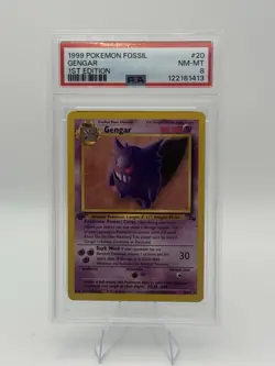 1999 Pokemon Fossil - Gengar 1st Edition 20/62 PSA 8 - Image 1