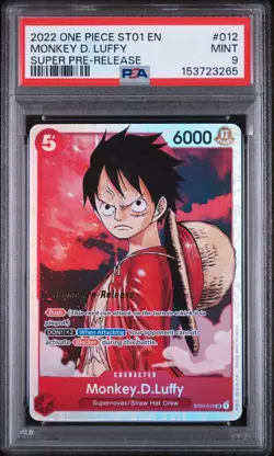 2022 ONE PIECE ST01-012 MONKEY D. LUFFY SUPER PRE-RELEASE PSA 9 MINT ENGLISH - Image 1