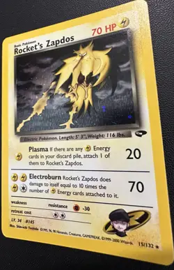 Pokemon TCG Gym Challenge Rocket's Zapdos Holo 15/132 LP/MP - Image 2