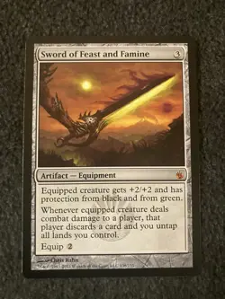 Magic The Gathering MTG - Sword of Feast and Famine - Mirrodin Besieged - Image 1