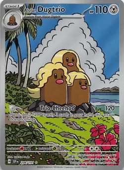 Alolan Dugtrio Holo Illustration Rare SV08: Surging Sparks 208/191 NM - Image 1
