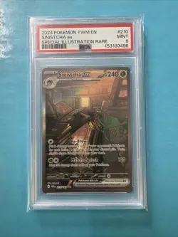 2024 Pokemon TWM EN Sinistcha ex Special Illustration Rare 210/167 PSA 9 MINT - Image 1