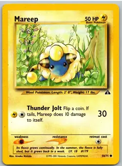 Mareep 58/75 Common Neo Discovery Pokemon Unlimited NM - Image 1