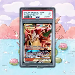 PSA 9 Pokemon TCG Charizard & Braixen GX Holo Ultra Rare Cosmic Eclipse 22/236 - Image 1