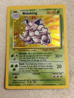 WotC Pokemon TCG Nidoking 11/102 Base Set Holo Rare English Stage 2 90 HP - Image 1