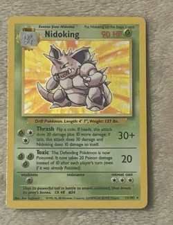 WotC Pokemon TCG Nidoking 11/102 Base Set 2 Holo Rare English Stage 2 90 HP 1999 - Image 1