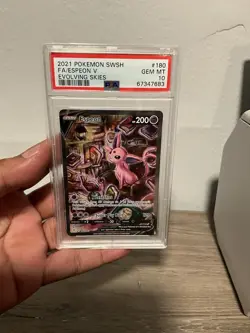 2021 POKEMON SWORD & SHIELD EVOLVING SKIES #180 FULL ART/ESPEON V PSA 10 - Image 1