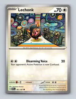 Lechonk 181 2023 Pokemon Obsidian Flames Tomokazu Komiya Base Card NM+ - Image 1