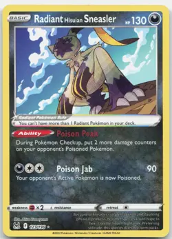 Radiant Hisuian Sneasler 123/196 Radiant Rare Lost Origin Pokemon Holo Near Mint - Image 1