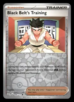 Black Belt's Training 096/131 Prismatic Evolutions Pokemon Reverse Holo NM - Image 1