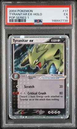 Pokemon Tyranitar EX 17/17 Pop Series 1 Holo Foil 2004 PSA 5 - Image 1