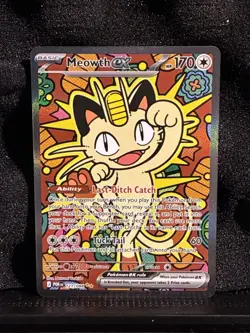 The Pokemon Company Meowth ex 121/088 Paldean Fates Ultra Rare Full Art Holo - Image 1