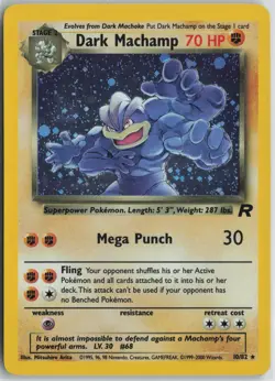 Dark Machamp 10/82 Rare Team Rocket Pokemon Unlimited Holo Moderately Played - Image 1