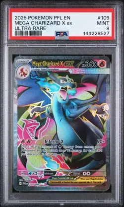 PSA 9 Mega Charizard X EX 109/094 Ultra Rare Pokemon TCG Phantasmal Flames - Image 1