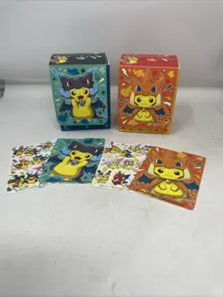 Authentic Pokemon Center Poncho Pikachu Mega Charizard Card Deck Boxes - Image 1