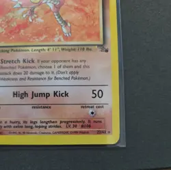 Pokemon TCG Hitmonlee 22/62 - English Fossil WOTC Non Holo Card NM - Image 5