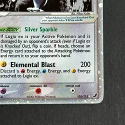Lugia ex 105/115 EX Unseen Forces Holo Rare Pokemon Card - Image 4