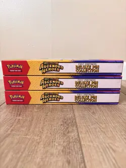 Pokemon TCG Mega Evolution Ascended Heroes Deluxe Pin Collection 3 Boxes. - Image 5