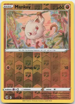 Mankey 133/264 Reverse Holo SWSH08: Fusion Strike Pokemon Card NM - Image 1