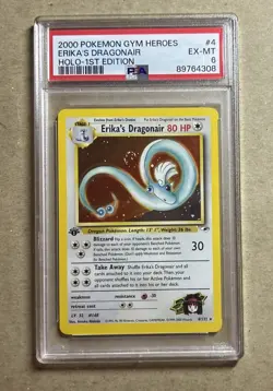 2000 Pokemon Gym Heroes Erika’s Dragonair Holo 1st Edition Card #4 PSA 6 - Image 1