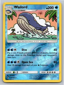 Wailord 30/145 Rare Guardians Rising Pokemon Reverse Holo Lightly Played - Image 1