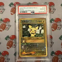 2000 Pokemon JP Neo Pichu Holo #172 Reverse Foil Promo PSA 10 - Image 1