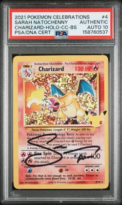 2021 POKEMON CELEBRATIONS CHARIZARD & PIKACHU HOLO PSA 10 Auto (SEQUENTIAL) - Image 2