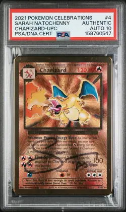 Pokemon Gold Metal Charizard & Pikachu Sarah Natochenny PSA 10 Auto Sequential - Image 2