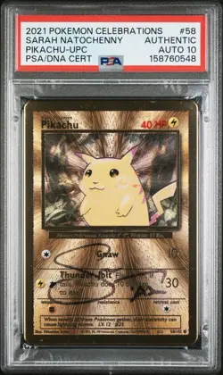 Pokemon Gold Metal Charizard & Pikachu Sarah Natochenny PSA 10 Auto Sequential - Image 4