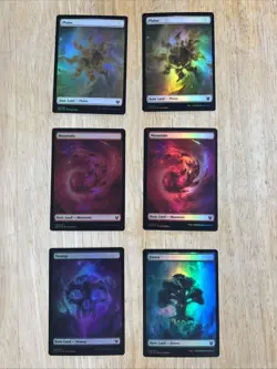 6x Theros Beyond Death Foil Land MTG Cards - Forest, Swamp, Mountain & Plains MP - Image 1