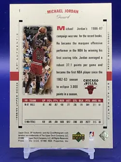 1998-99 Upper Deck SP Authentic #1 Michael Jordan Chicago Bulls - Image 2