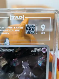 2023 POKEMON BLACK STAR PROMO 151 ULTRA-PREM COLL #052 MEWTWO TAG 9 *QR GRADE* - Image 2