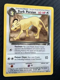 DARK PERSIAN 2000 Pokemon Team Rocket Uncommon POKEMON 42/82 LP - Image 1