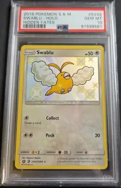 PSA 10 2019 Pokemon Sun & Moon Shiny Swablu Holo SV42/SV94 Hidden Fates - Image 1