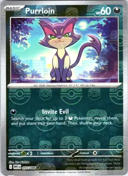 Purrloin (Master Ball Pattern) 055/086 Common White Flare Pokemon Holo Near Mint - Image 1