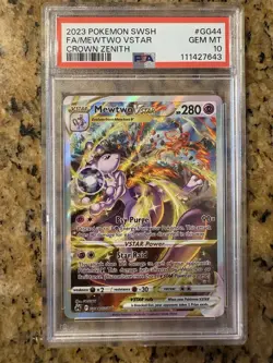 2023 Pokemon Sword and Shield Crown Zenith Full Art PSA10 Mewtwo VSTAR GG44 - Image 1