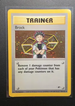 Pokemon Brock 15/132 Gym Heroes Rare Unlimited Holo LP - Image 1